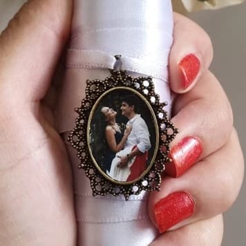 Relicário cor envelhecido para buquê de flores de noiva casamento - SEM FOTO