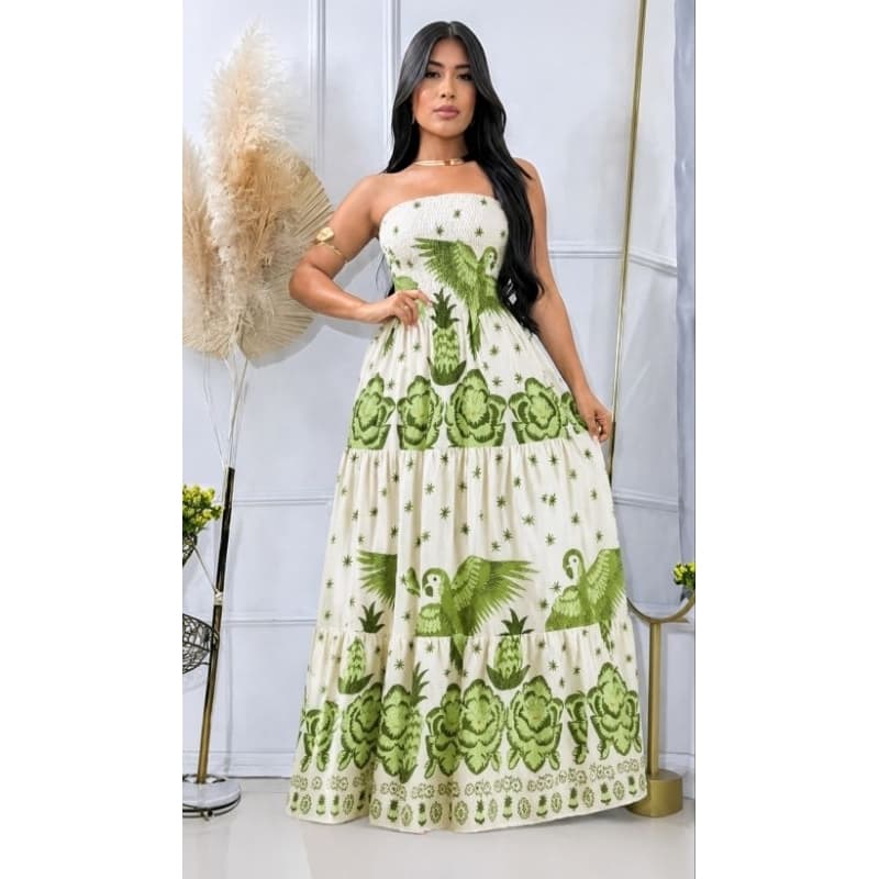 VESTIDO LONGO TOMARA QUE CAIA ESTANPA FLORAL LEVA ELASTEX