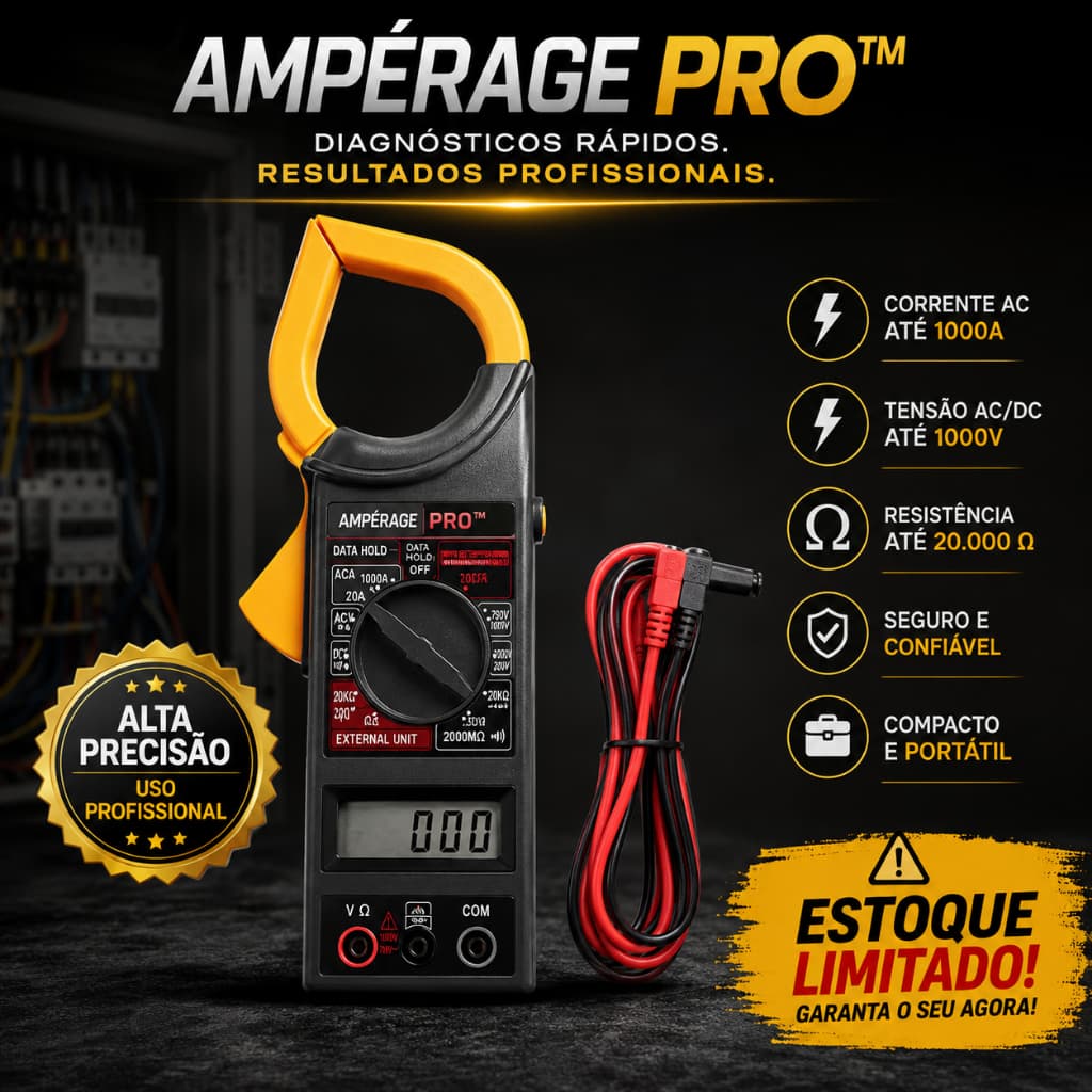 Amperímetro Multímetro Alicate Digital Portátil Medidor Corrente Resistência Residencial Industrial