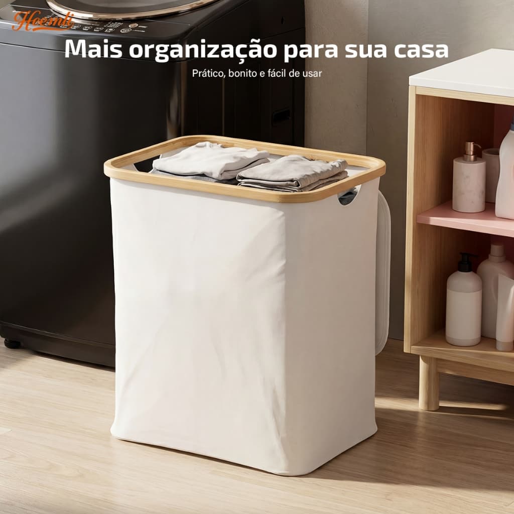 Heemli Cesto Grande com Tampa para Papel Higiênico Toalhas e Acessórios