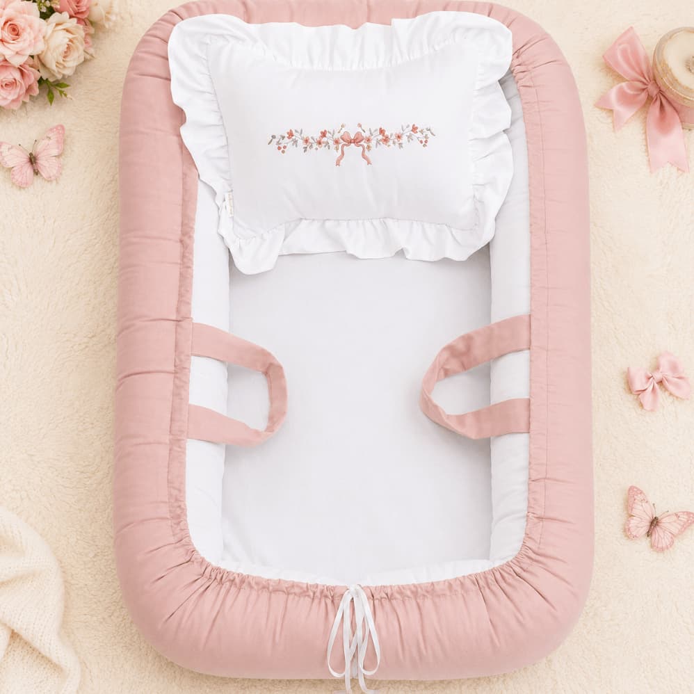 Ninho redutor de berço para menina bebe ninho bebê grande conforto luxo floral laços