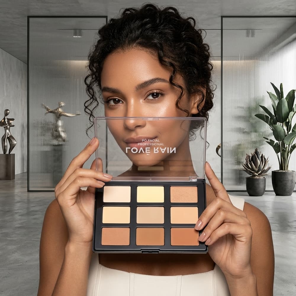 Paleta Love Rain Pó Facial Profissional Contorno 9 CoresTons de Pele Make Maquiagem