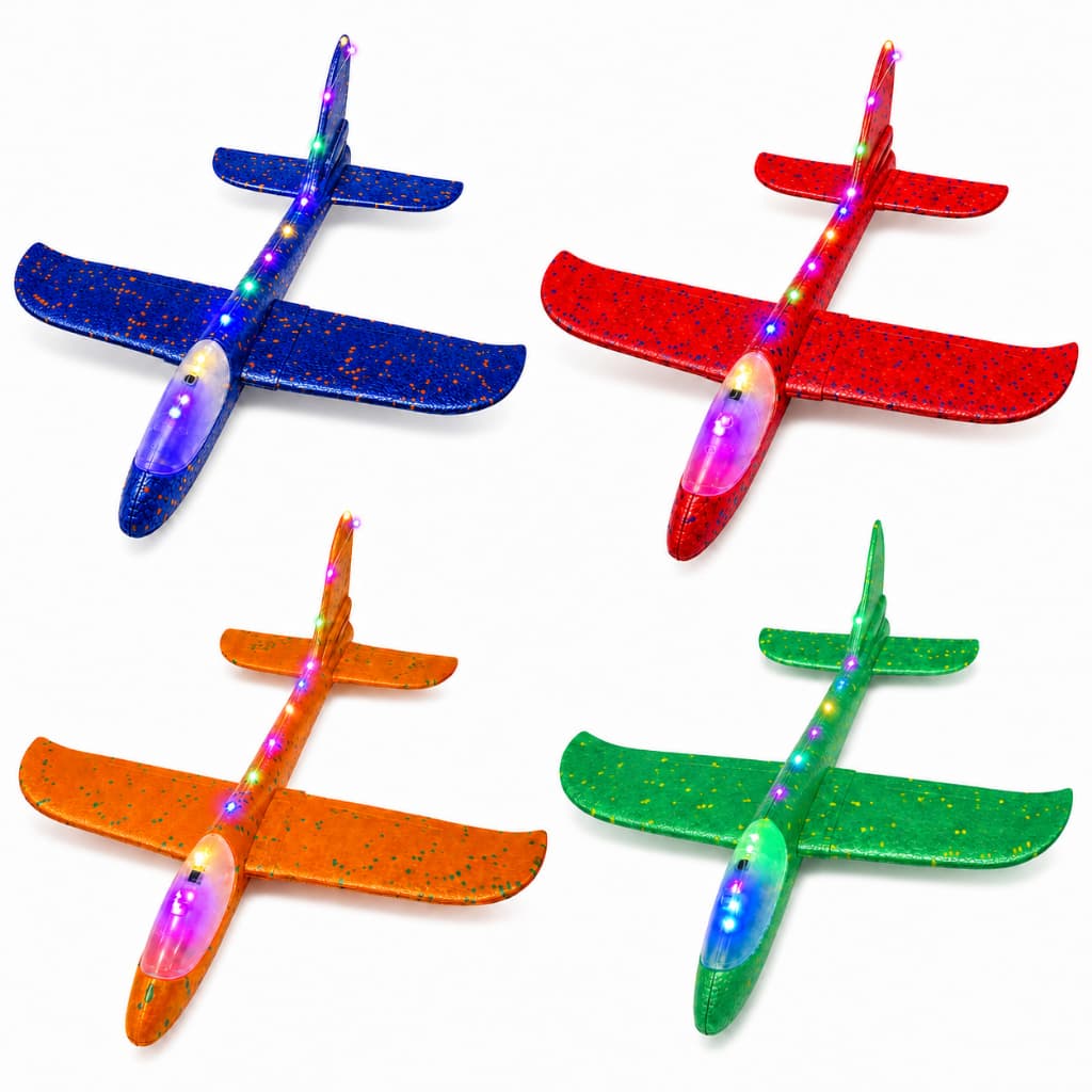 Avião Planador LED Grande 48cm Isopor Espuma Brinquedo Infantil
