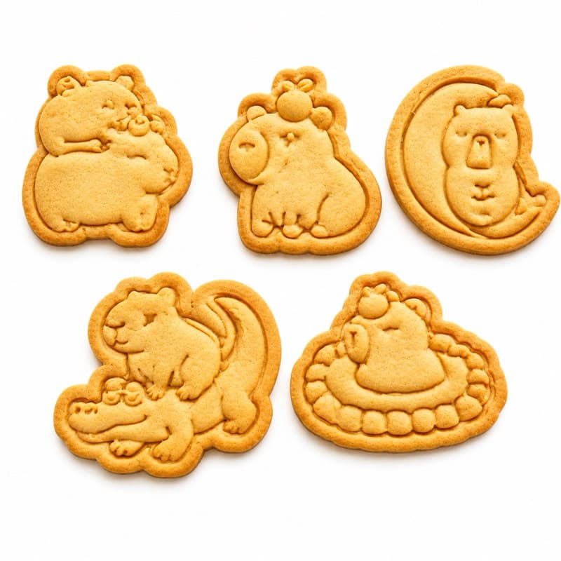 Kit Cortadores + carimbo bichinho Capivara Biscoito Massinha Biscuit Pasta Americana Confeitaria Infantil Molde Massinha