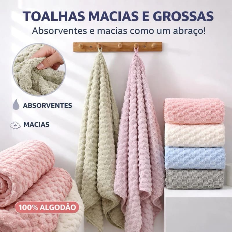 Toalha de Banho 70x140cm e 380g Ultra Absorvente | Não Solta Fiapos | Seca Rápido-LH