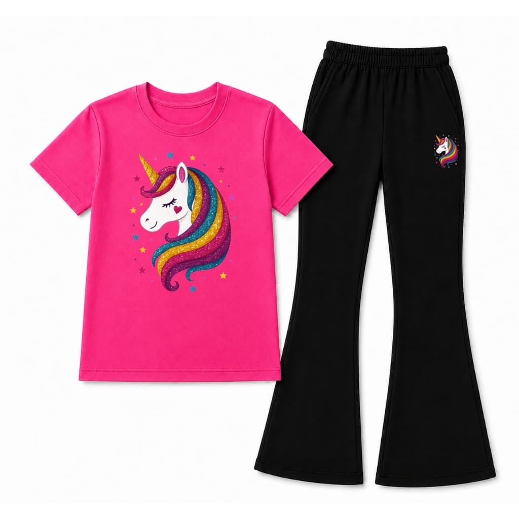 Conjunto Infantil Camiseta e Calça Infantil Flare Moletom Quentinho Fofo Menina