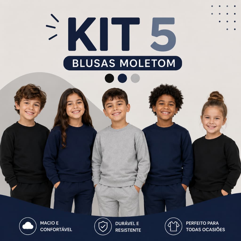 Kit 5 Casacos Moletom Flanelado Peluciado Infantil Unissex Menino Menina Frio Inverno 100% Algodão