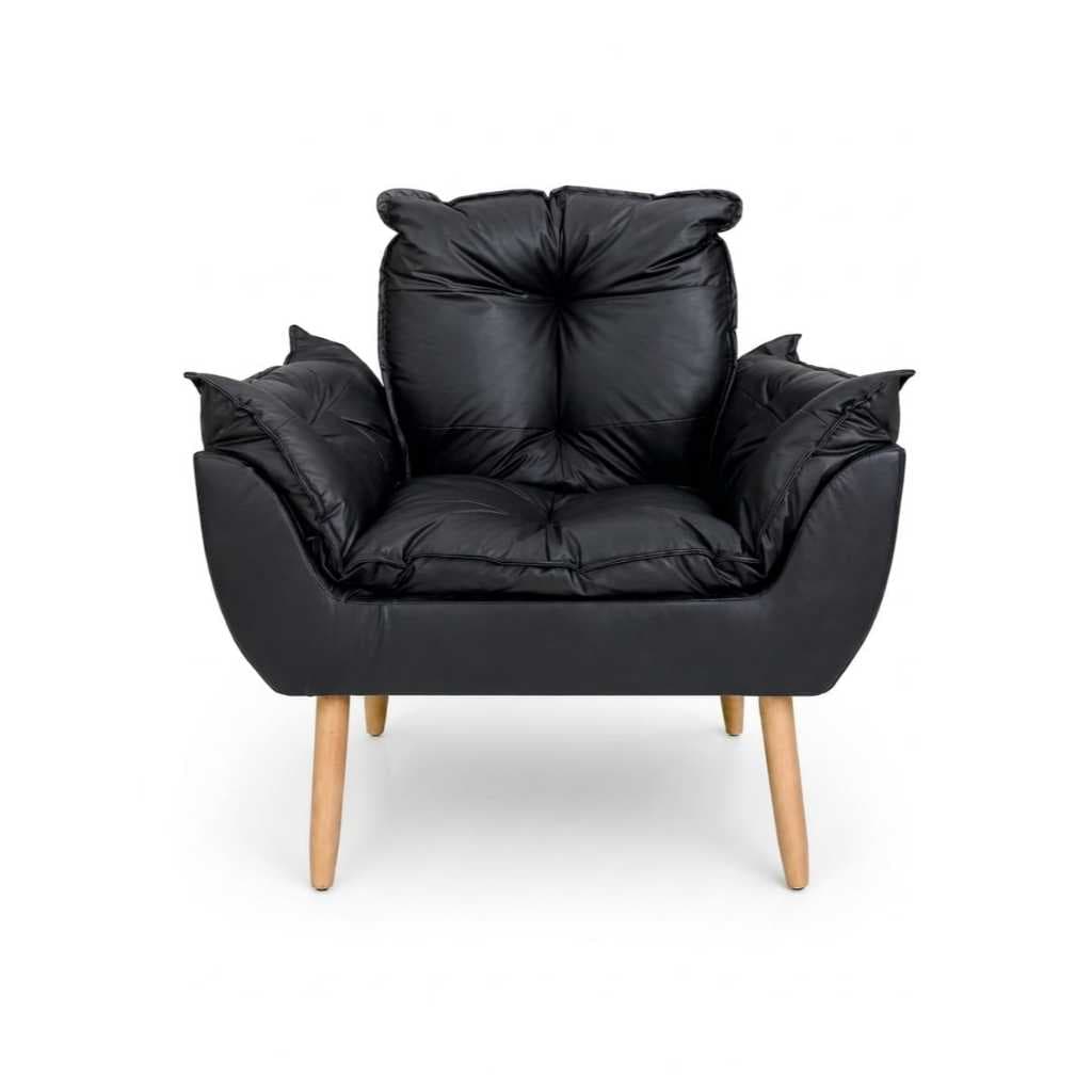 Poltrona Decorativa Op Elegante Resistente Reforçada Corino Sala Quarto Salão Recepção Consultório