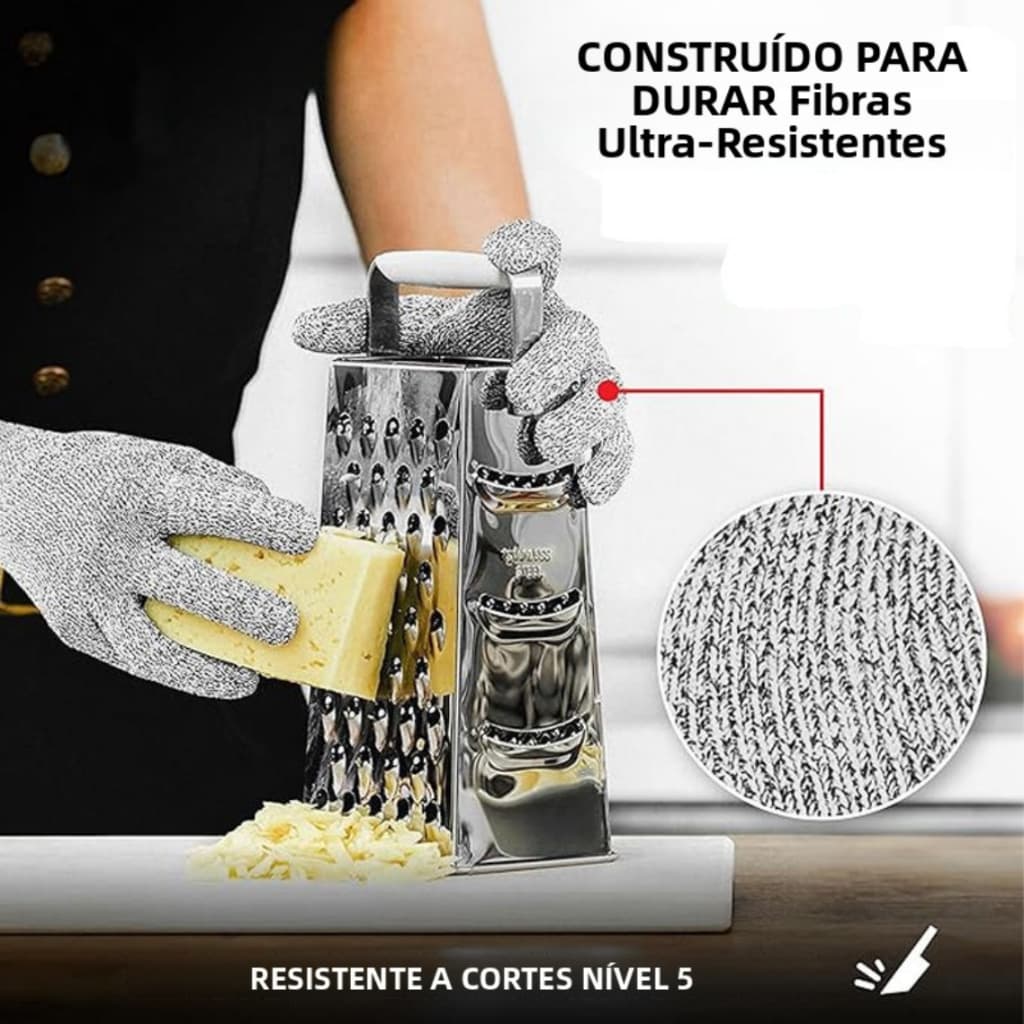 Par de Luvas Anticorte Genérica Resistente Para Cozinha e Segurança EPI