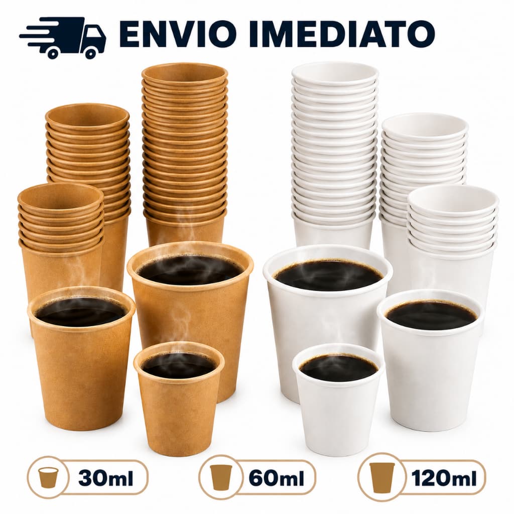 Copos de Papel Kraft ou Branco Copo Descartável Café Chá Bebidas Refrigerante Água Maratona