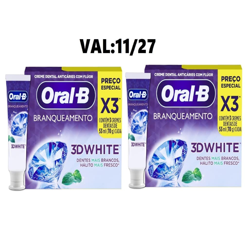 Creme Dental Oral-B 3D White 6 UNID 70g cada (398236)