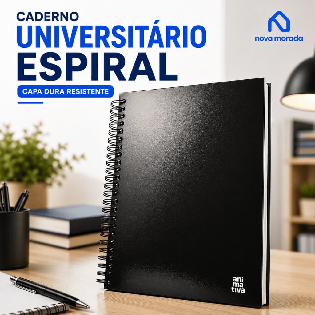 Caderno Universitário Capa Dura Espiral 1 10 15 20 Matérias Folhas Pautadas Escolar Estudos