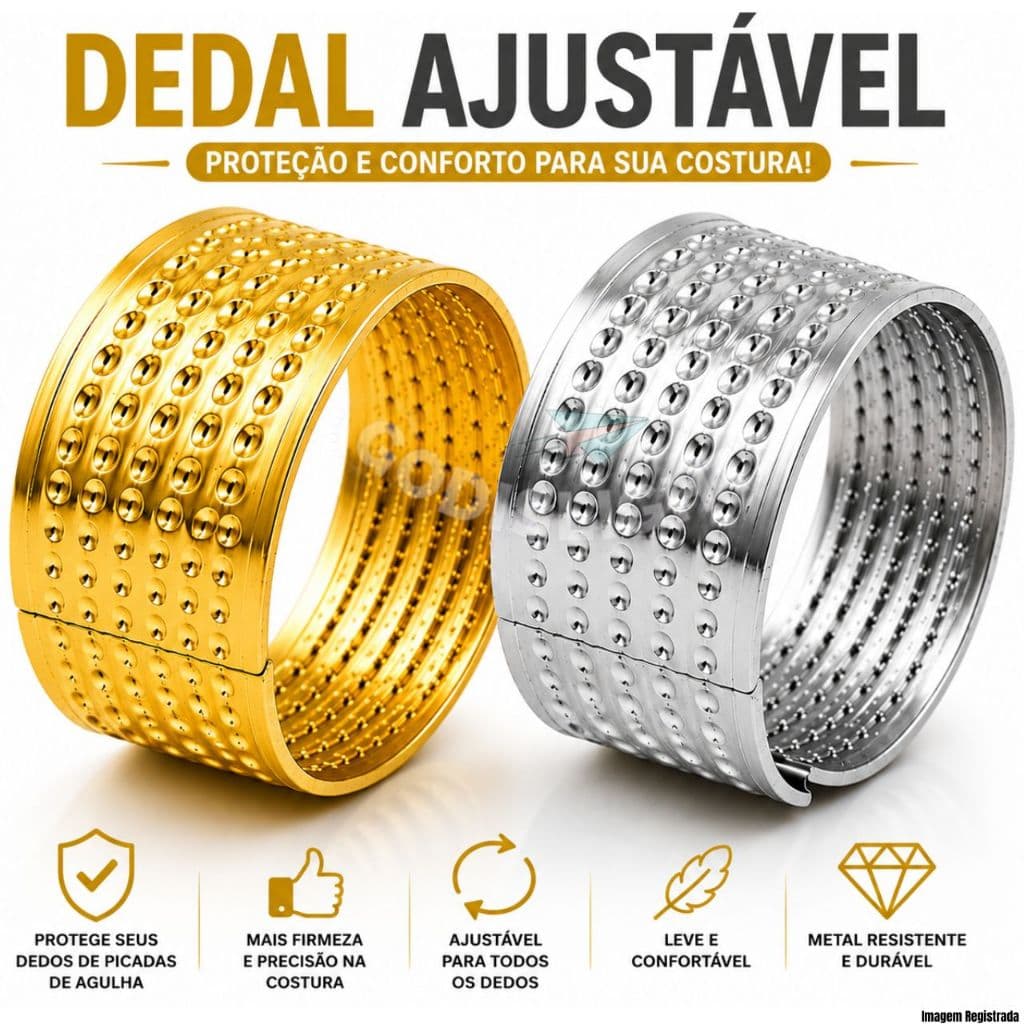 Anel De Costura Para Dedos Ajustavel Proteção Dedal Acessorio De Costurar Confortavel Seguro