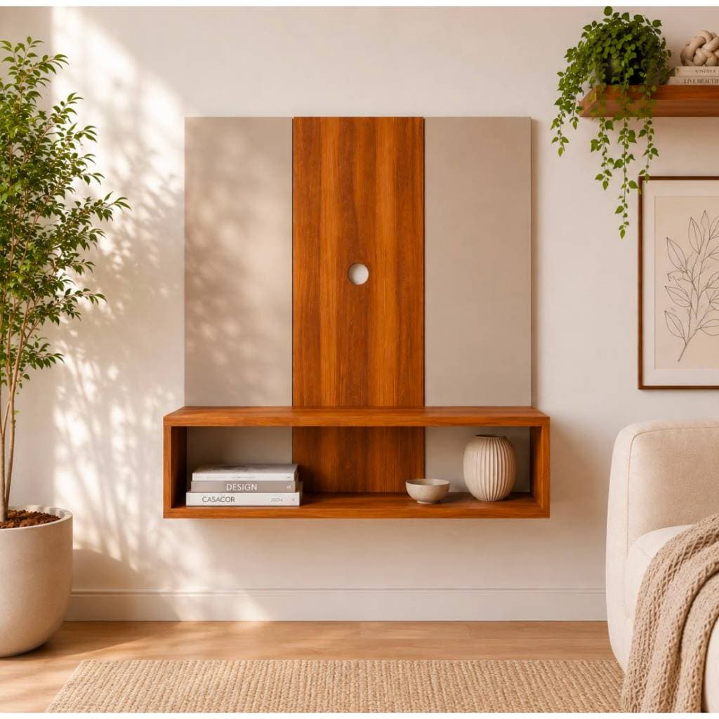 Painel Para TV De 32 Polegadas Suspenso Classic Com Nicho-Duas Cores- Home Sala Quarto Recepção