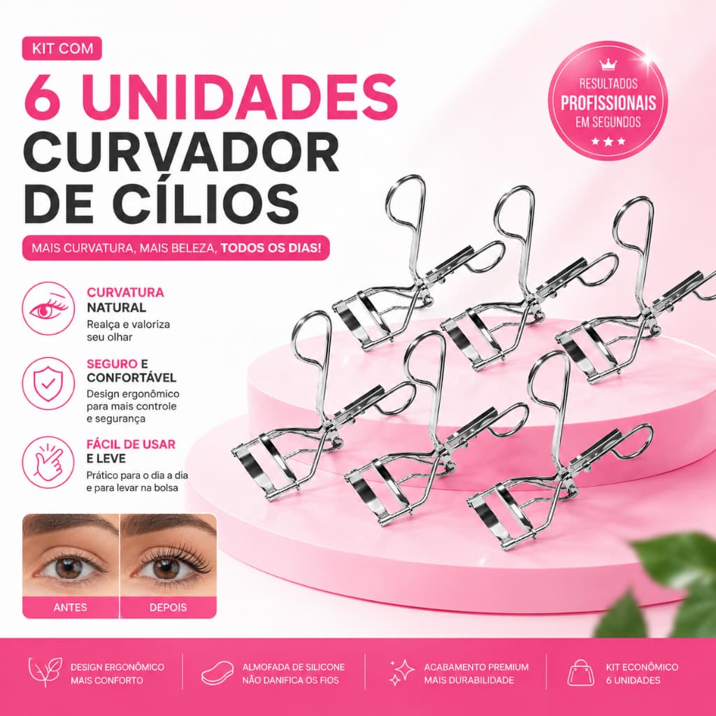 6 Unidades de Curvex para Cílios Modelador Maquiagem Prateado