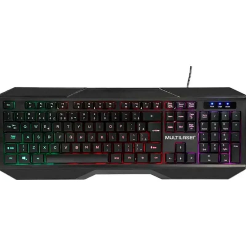 Teclado Gamer Multilaser TC239 LED Rainbow USB ABNT2 Com Fio