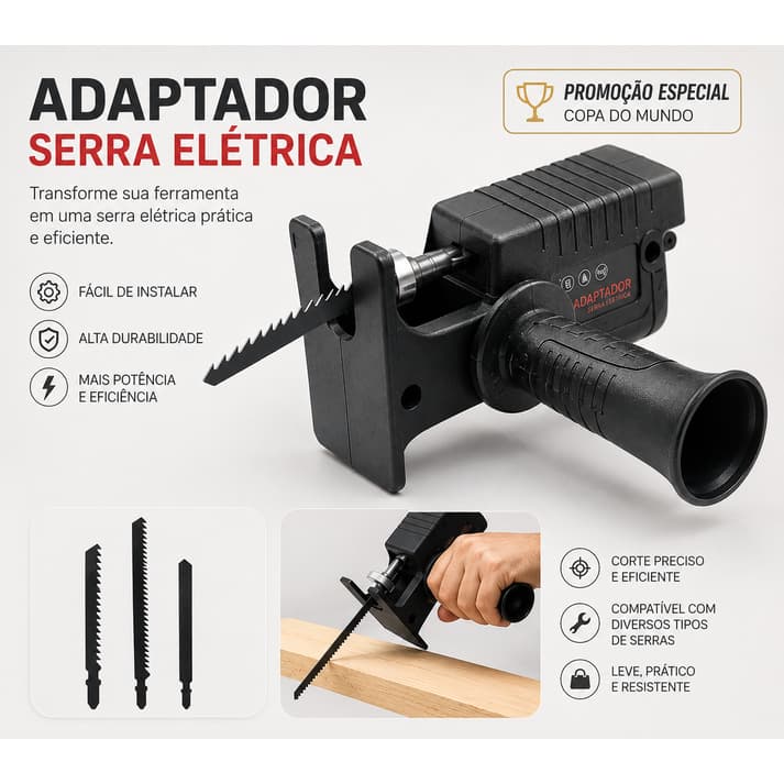 Kit Adaptador De Serra Elétrica Tico Tico Sabre Para Furadeira e Parafusadeira Corte PRO