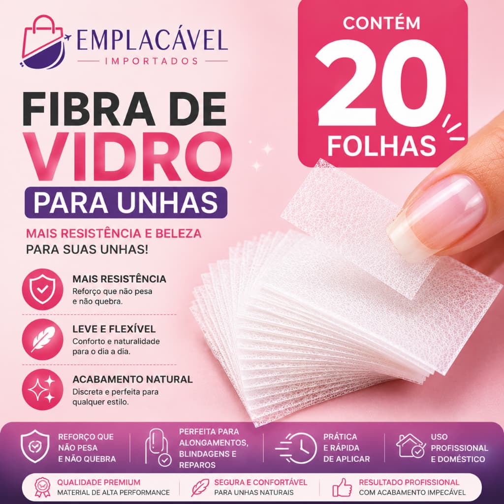 Fibra de Vidro Seda para Alongamento de Unhas | Manicure Profissional | Pacote com 20 Folhas