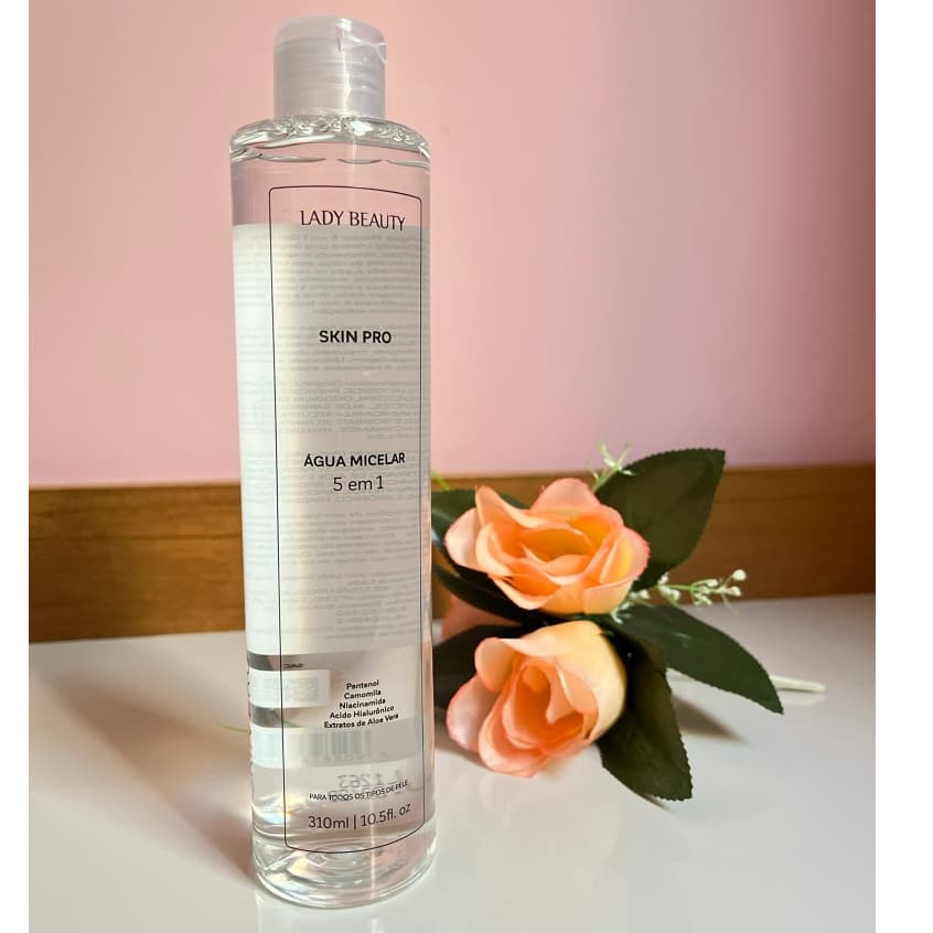 Água Micelar 5 em 1 Lady Beauty 310ml | Limpeza | Demaquilante | Tonifica | Purifica | Hidratante