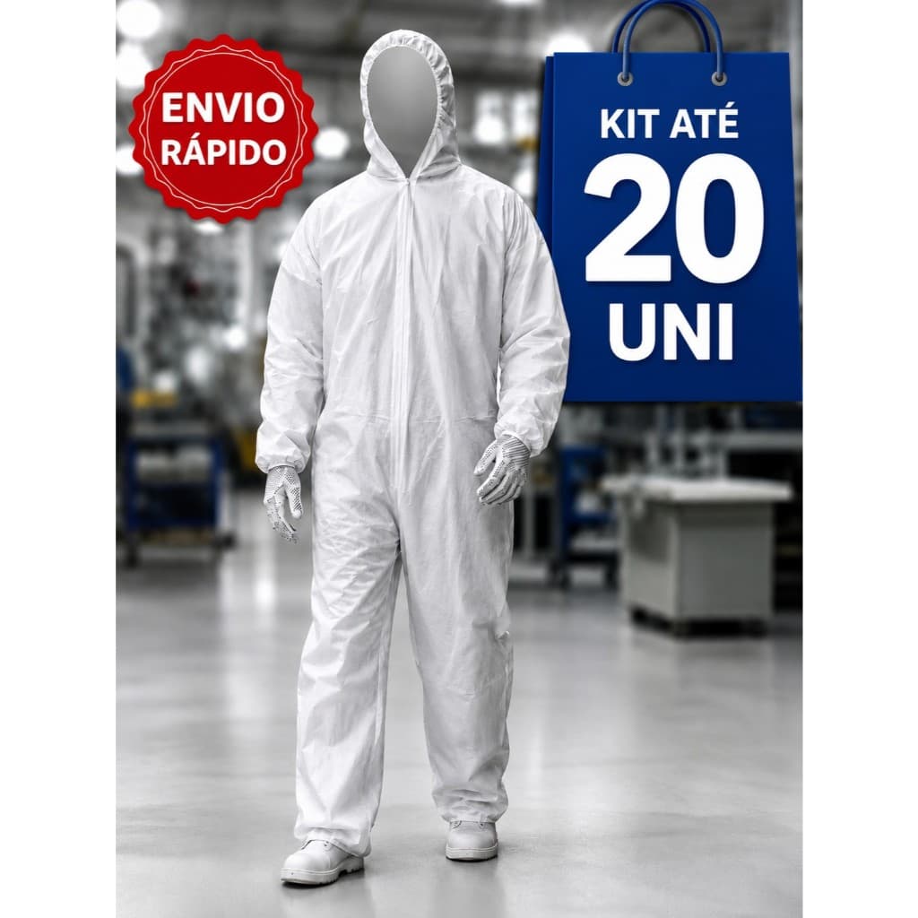 Macacão Segurança Steelgen Branco Tipo 6 EPI Proteção TIPO TYVEK Pintura Poeira Capuz EPI Profissional Respingo CA 20662