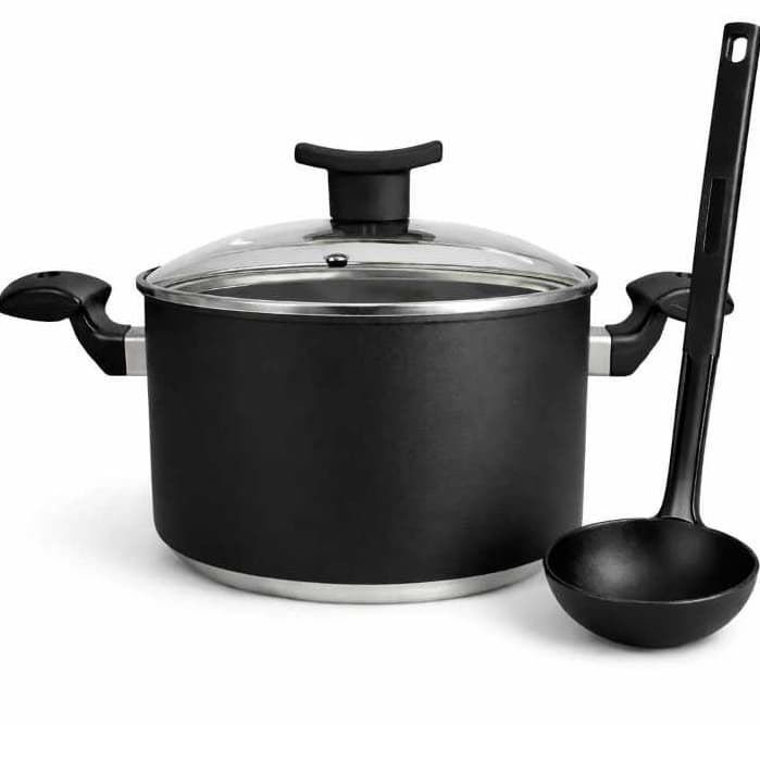 Panela Caldeirão Antiaderente 16cm Com tampa de Vidro Panela Para Arroz e Feijão + Concha de Brinde