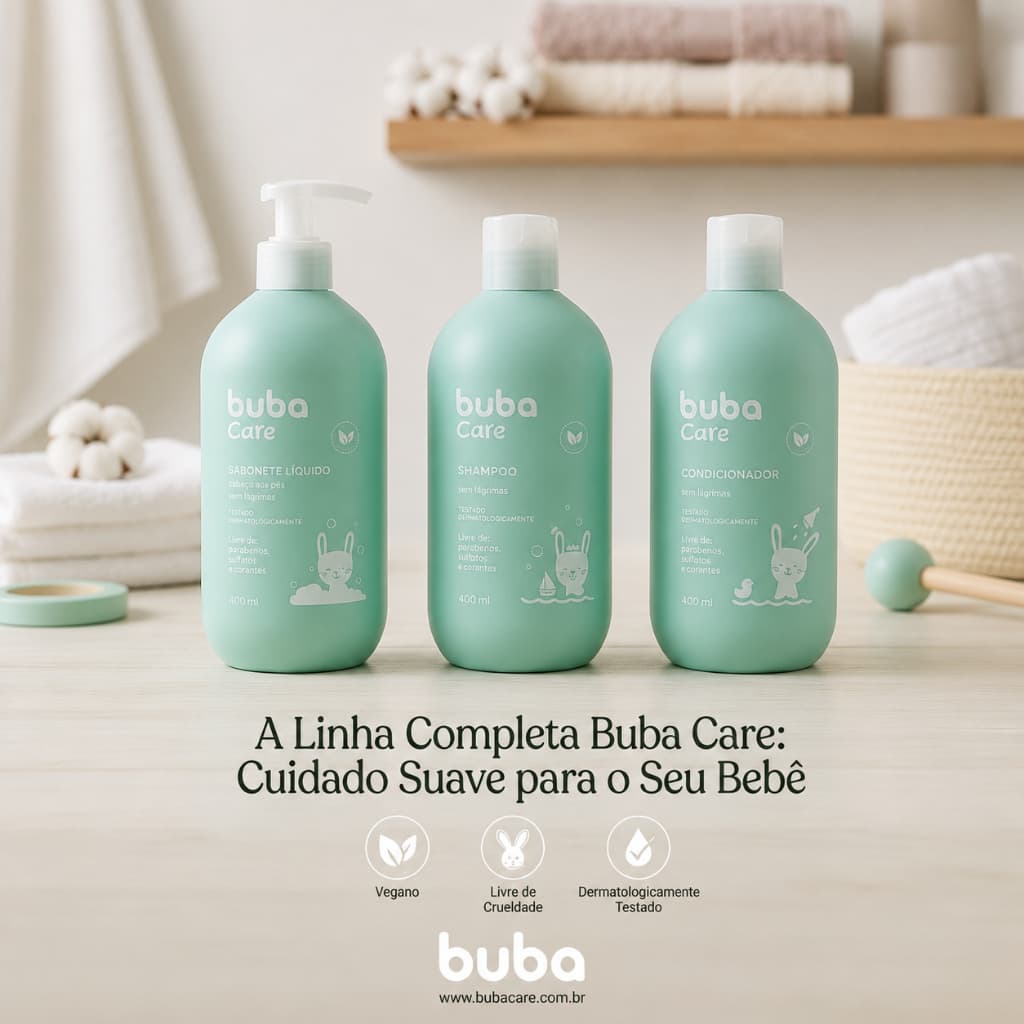 Kit Banho Completo Buba 400 ml – Shampoo, Condicionador e Sabonete Líquido
