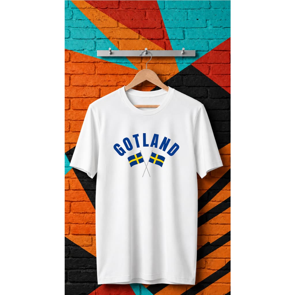 Camisa Camiseta Básica Adequado Gotland Ilha Da Suécia