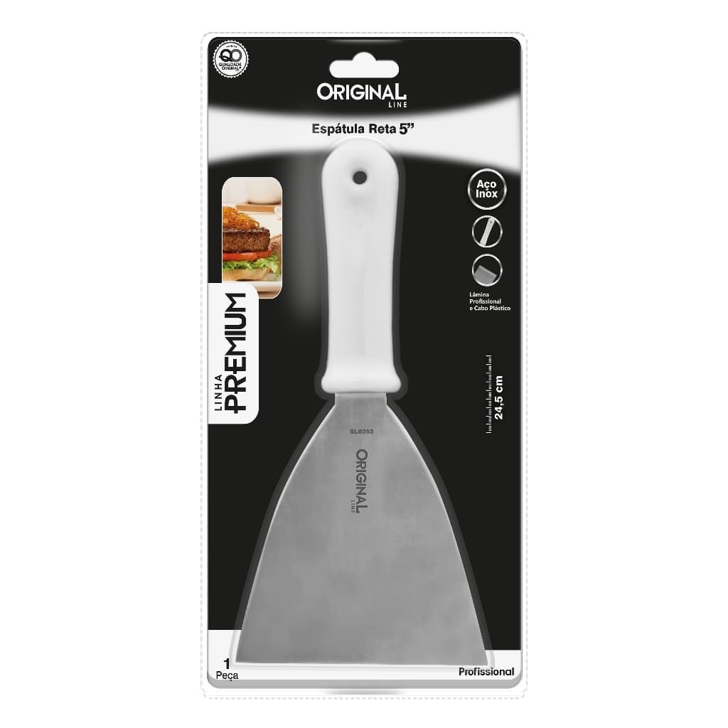 Espátula de Lanche em Aço Inox Resistente para Churrasqueira e Chapa