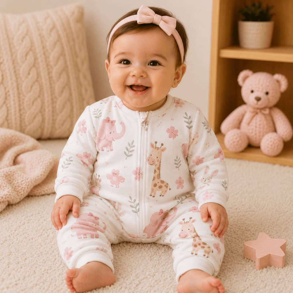 Kit 3 Macacão Feminino Macio Quentinho Confortavel Peluciados em Flecee Estampados Bebê Menina - P ao GG