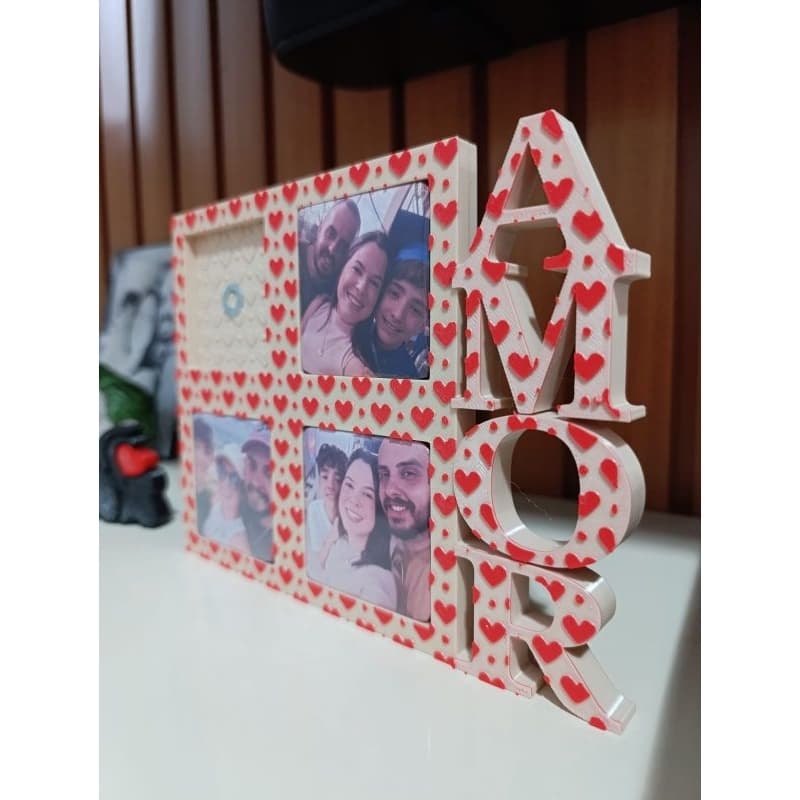 Porta Retrato Magnético Mural de Fotos Imã Decoração Criativa Amor - Suporta 4 Foto Imãs