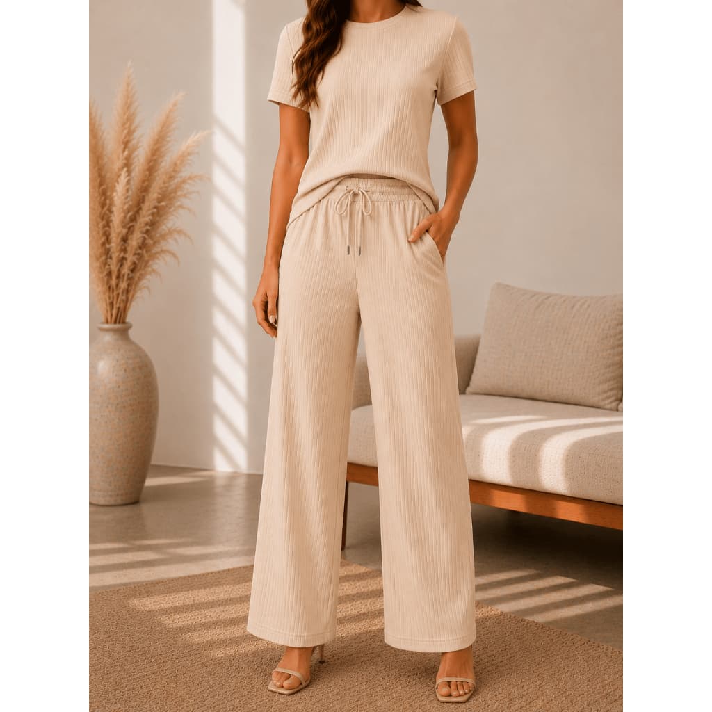 Calça Pantalona Feminina Tecido texturado Calça Feminino Cintura Alta Pantalona Elegante