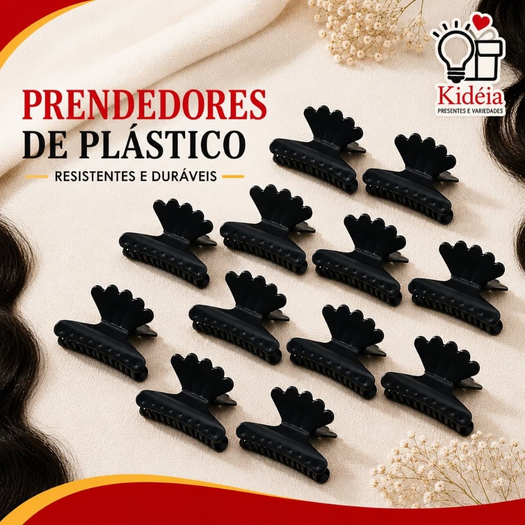 Kit 6/18/30/60 Presilha Piranha Sorriso Preta Cabeleireiro Piranhas Presilhas Blogueirinha