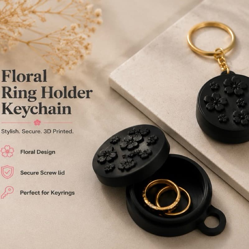 Porta Anel floral charm Chaveiro útil para guardar itens compactos remédios anéis sal colar etc