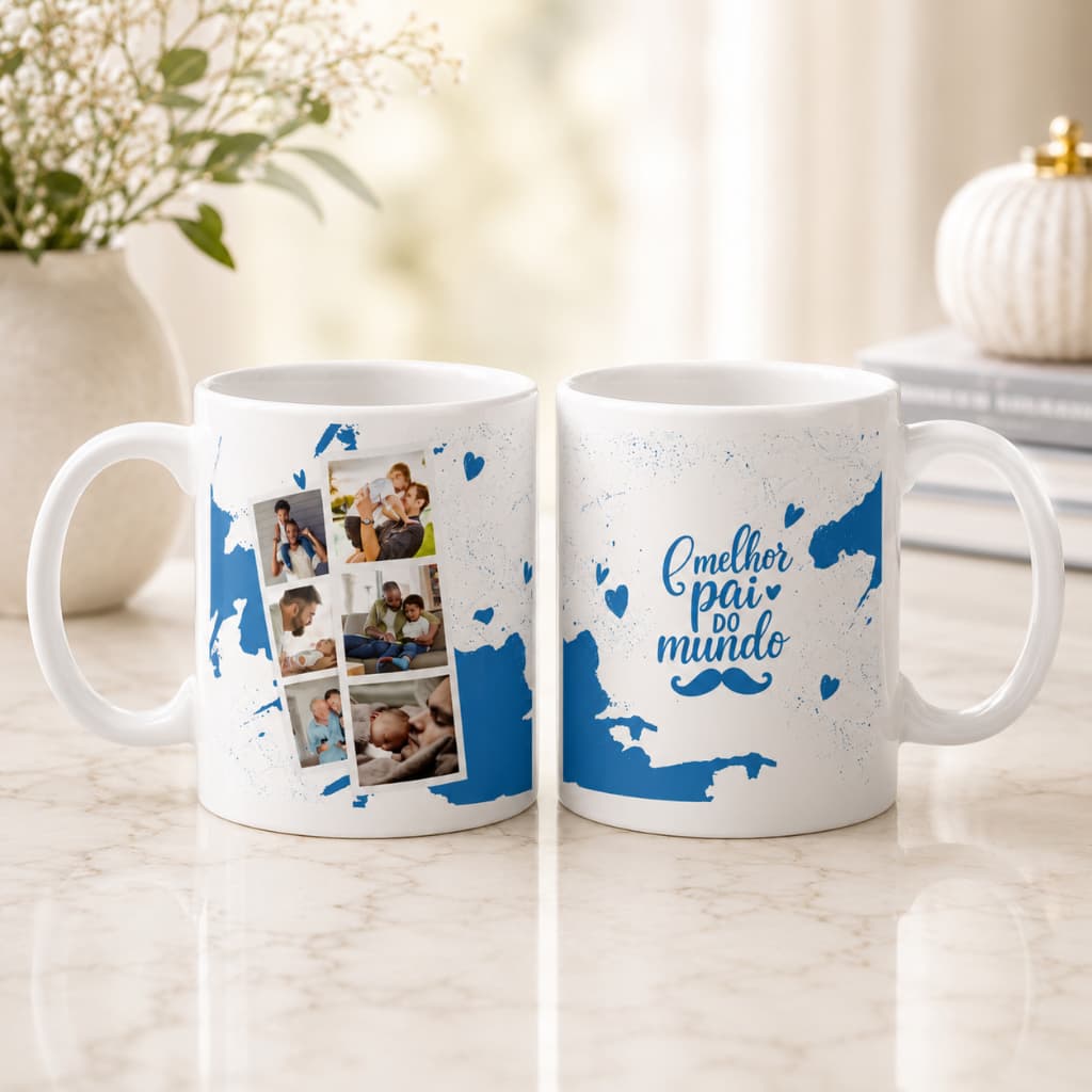 Caneca com Foto para Pai Personalizada Modelos Exclusivos Pai Herói Presente Criativo 325ml