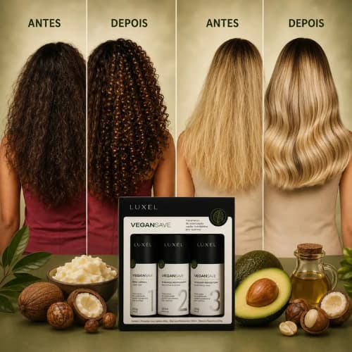 Kit Tratamento Capilar Cera Vegana Luxel Pós-química 600ml