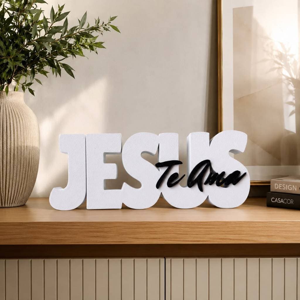 Enfeite Decorativo Jesus Te Ama Qualidade Premium Decoração Cristã para Mesa Sala Quarto Presente Religioso