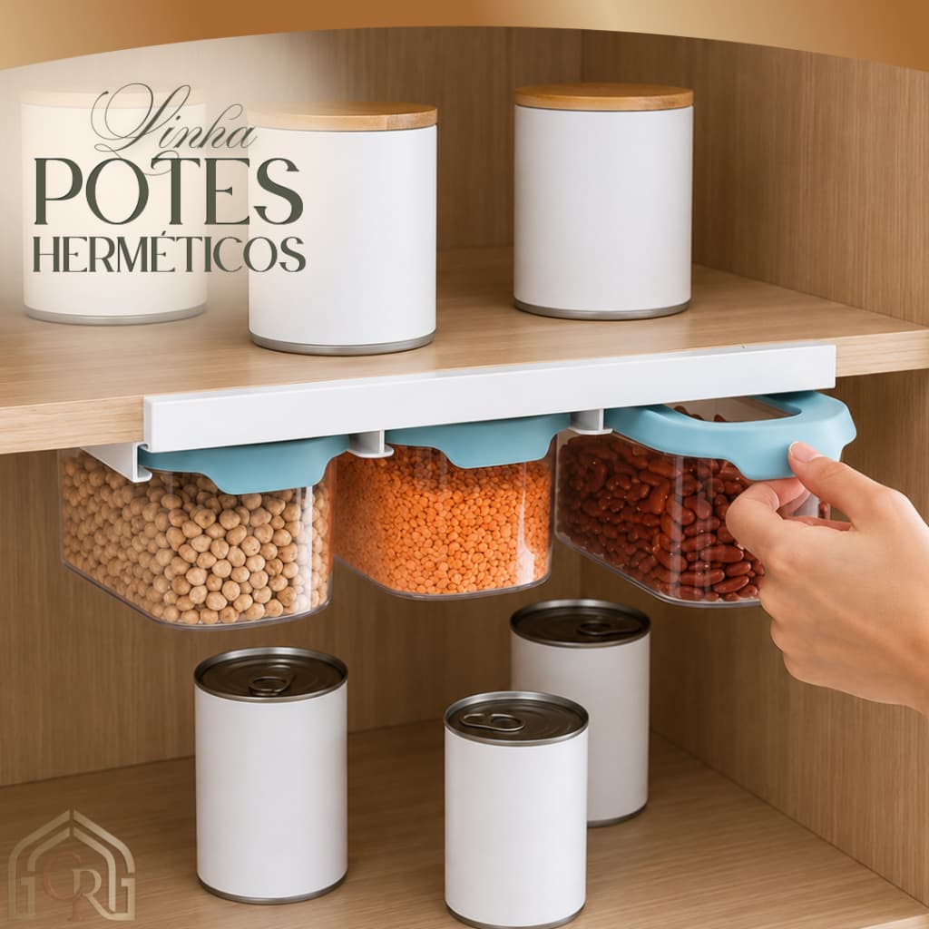 Kit 3 Potes Hermeticos com Suporte Tampa Organizador Cozinha Verde