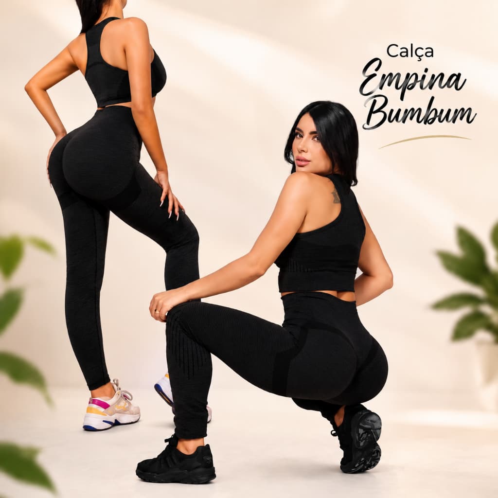 Conjunto Top e Calça Legging  Empina o Bumbum, Cós Alto – Modela, Levanta  o Bumbum