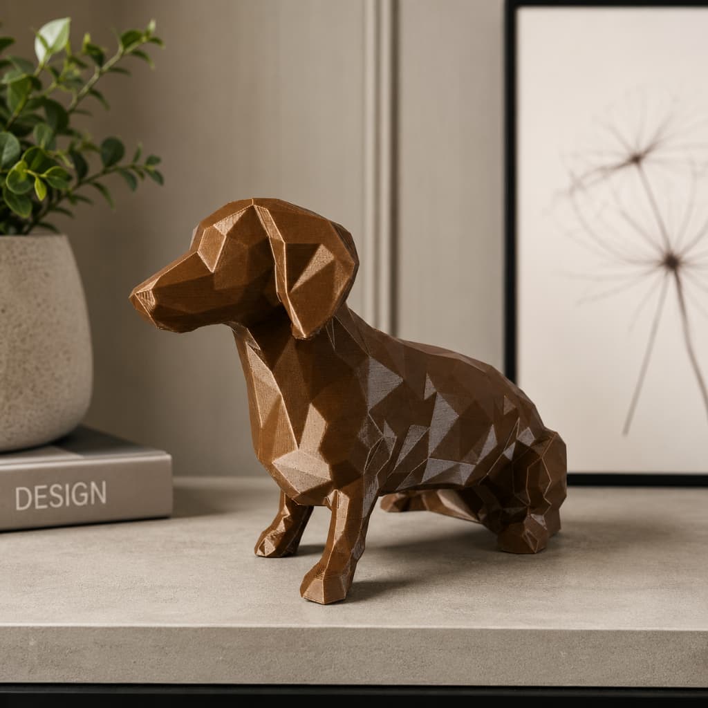 Cachorro Salsicha Facetado 3D