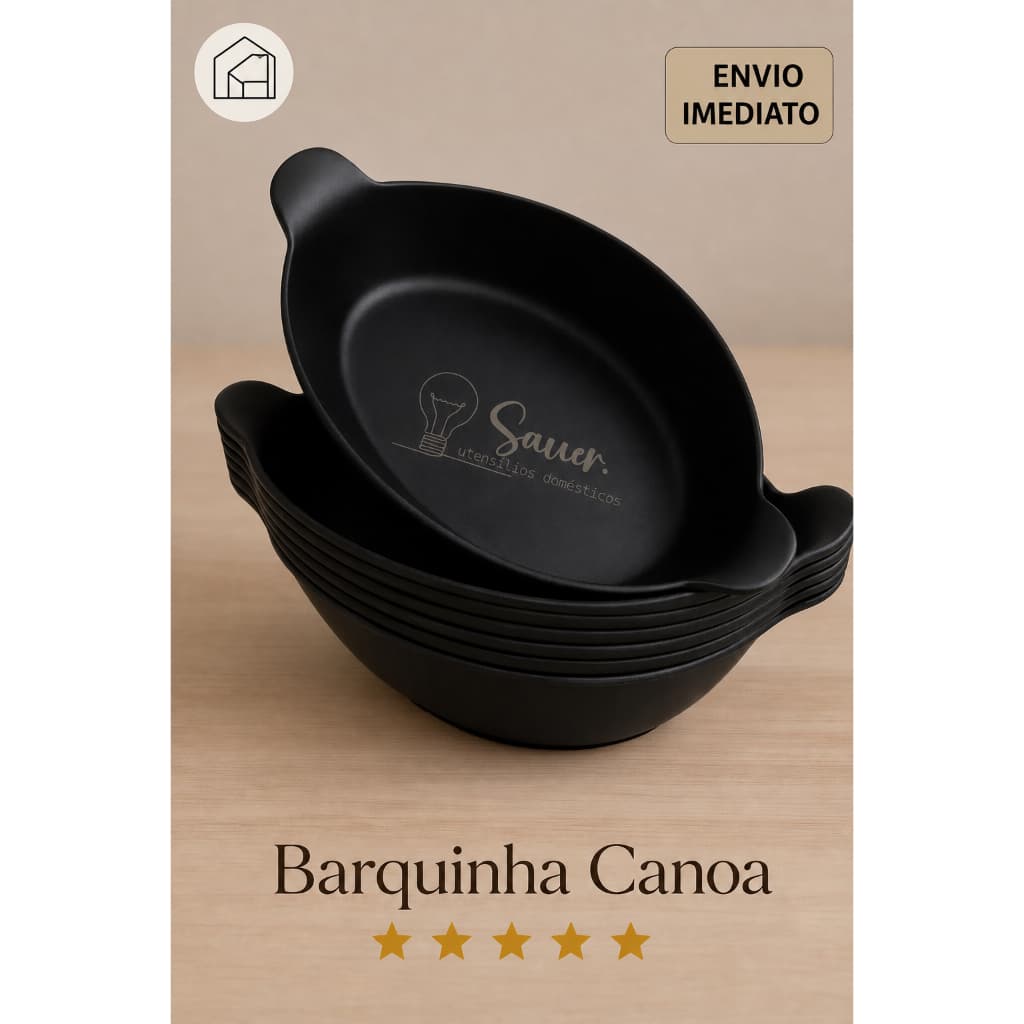 Kit Barquinha 600ml Canoa para Açaí Porções Batata Frita Plástico Resistente Atacado
