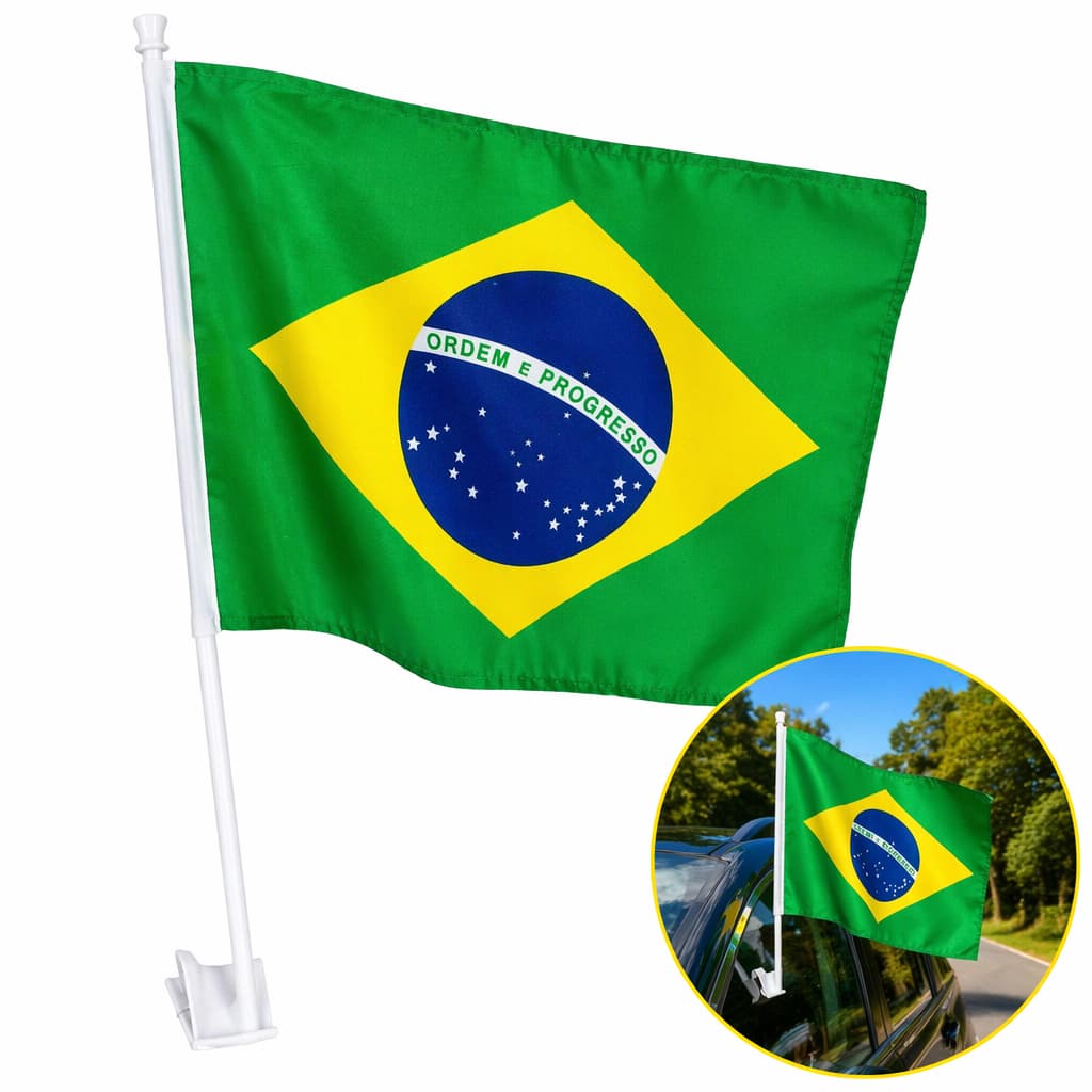 Bandeira Janela De Carro Brasil Com Haste Para Veiculo Veicular Carro Brasil Eleições Copa