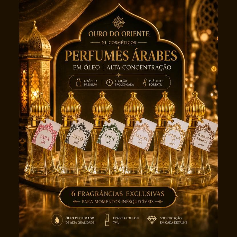 Perfume Árabe em Óleo Roll On 7ml Alta Concentração Fragrância Premium