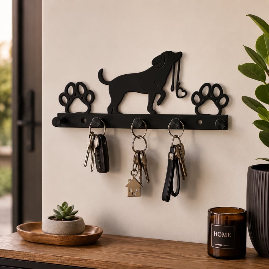 Porta Chaves de Parede Cachorro Organizador de Chaves Suporte Decorativo Pet Lover