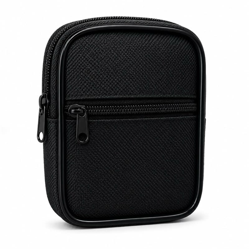 Porta Moedas Masculino para Cinto 10x7x3cm Porta Dinheiro Cartões Chaves com Zíper Preto