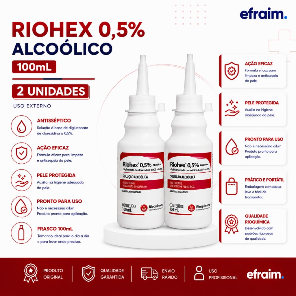 kit 2 Unidades Riohex Sol. Alcoolica 0,5% 100ml - Rioquimica