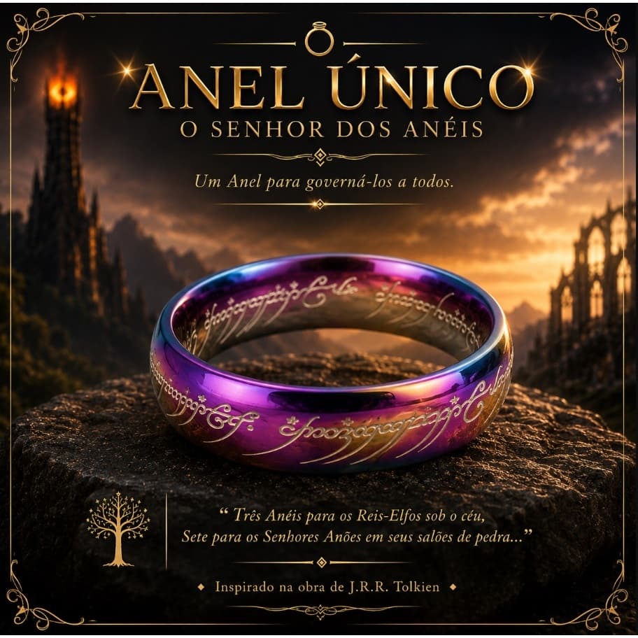 Anel O Senhor Dos Anéis o Um anel na cor Furta-Cor ~