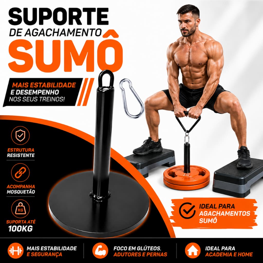 Suporte Para Anilha Agachamento Sumô Musculação Academia Mosquetão 8x80 Reforçado Treino Glúteos