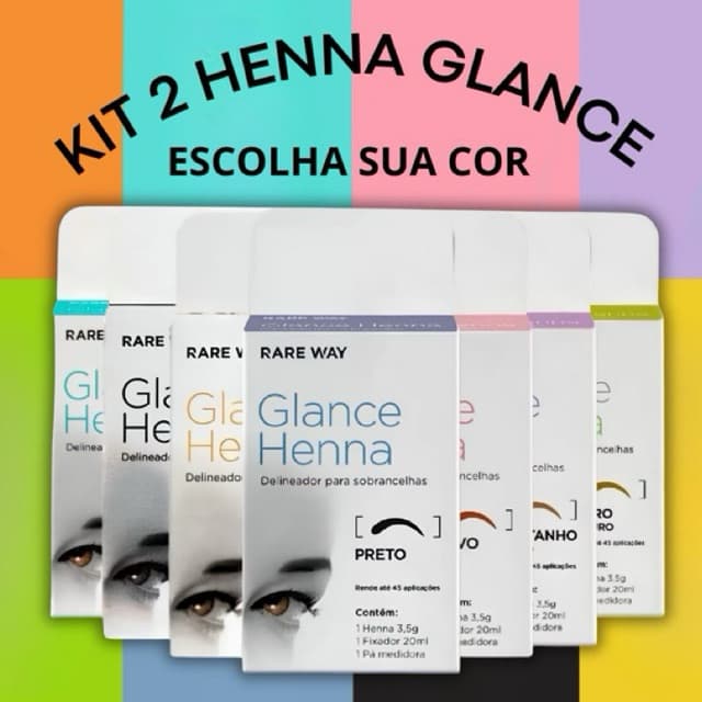 Kit de 2 Henna Sobrancelha Glance Rare Way Todas As Cores 3,5 g
