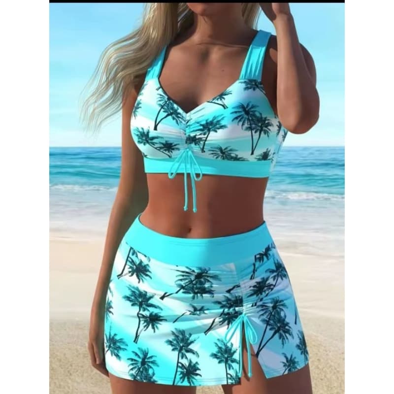 Biquíni feminino duas peças Tropical Com Saia Regulável