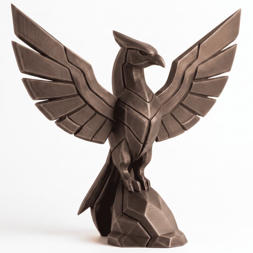 Escultura Fênix Low Poly Estátua Premium Decoração Geométrica Moderna Premium